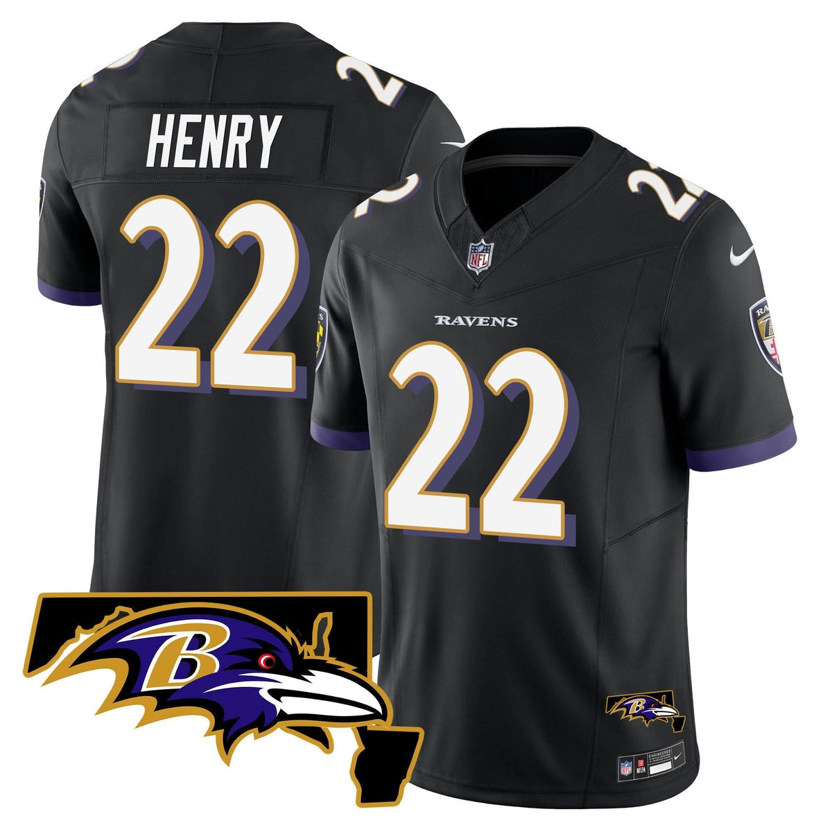 Derrick Henry BAL Maryland Patch Vapor Limited Jersey