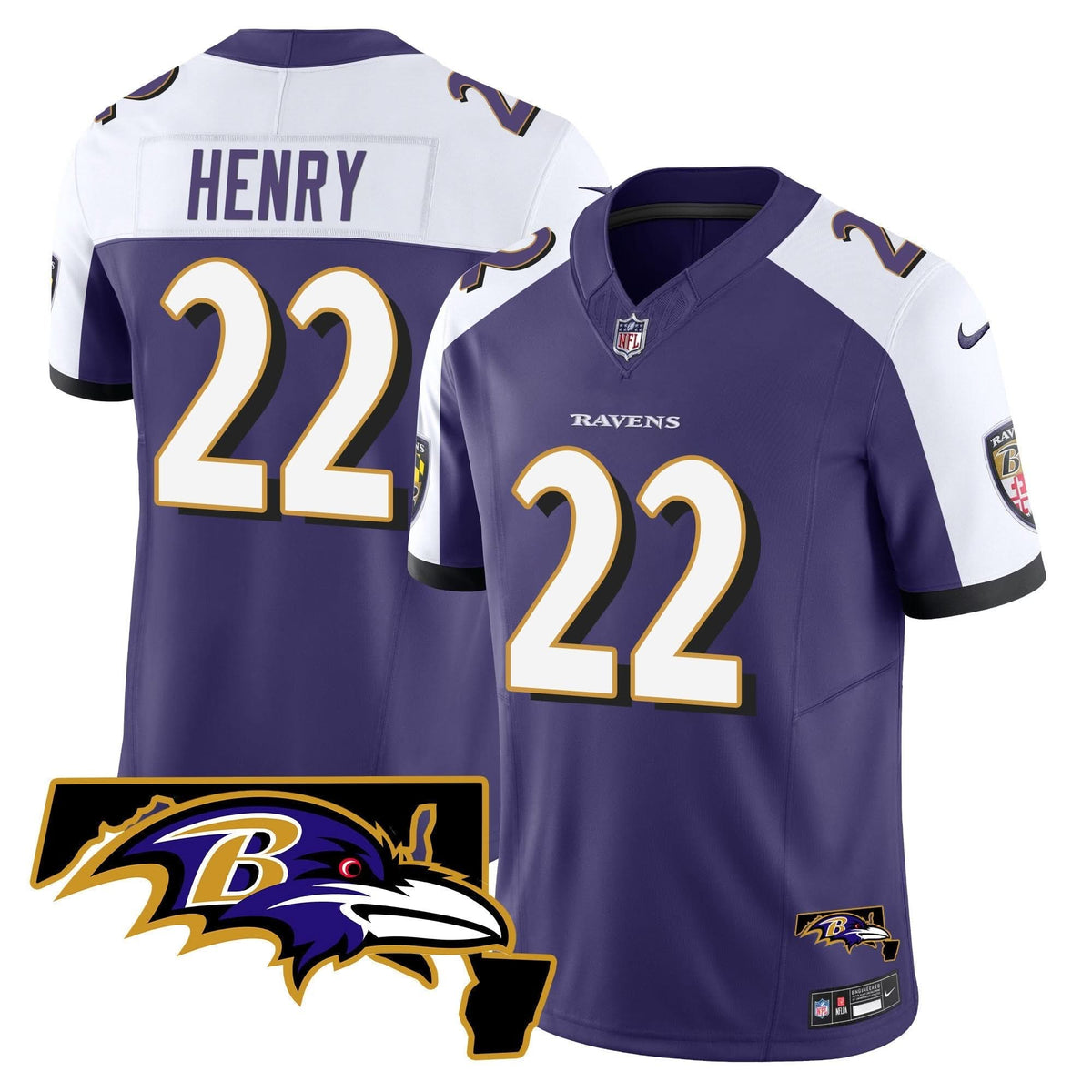 Derrick Henry BAL Maryland Patch Vapor Limited Jersey
