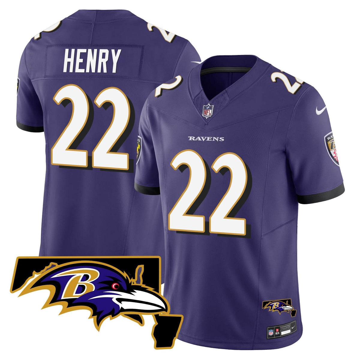 Derrick Henry BAL Maryland Patch Vapor Limited Jersey