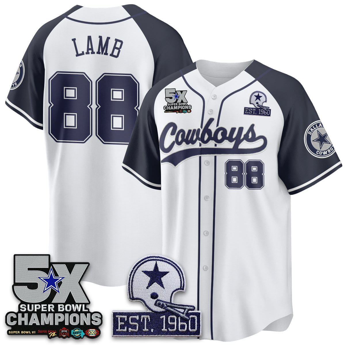 DAL 5-Time Champions Patch Limited Baseball Jersey - All Stitched