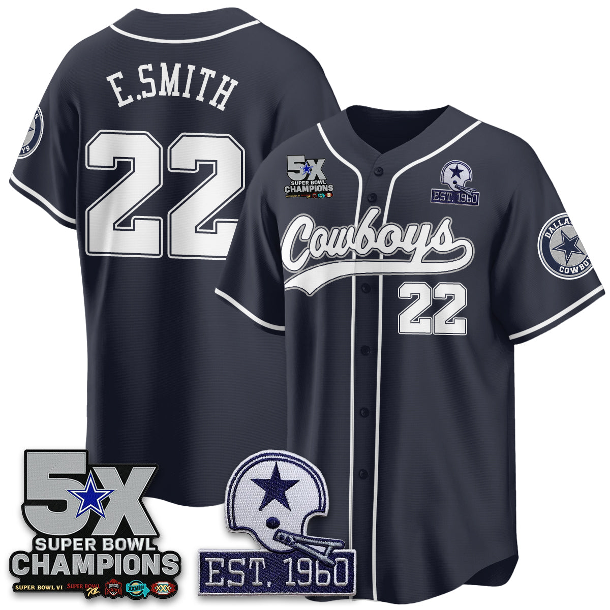 DAL 5-Time Champions Patch Limited Baseball Jersey - All Stitched