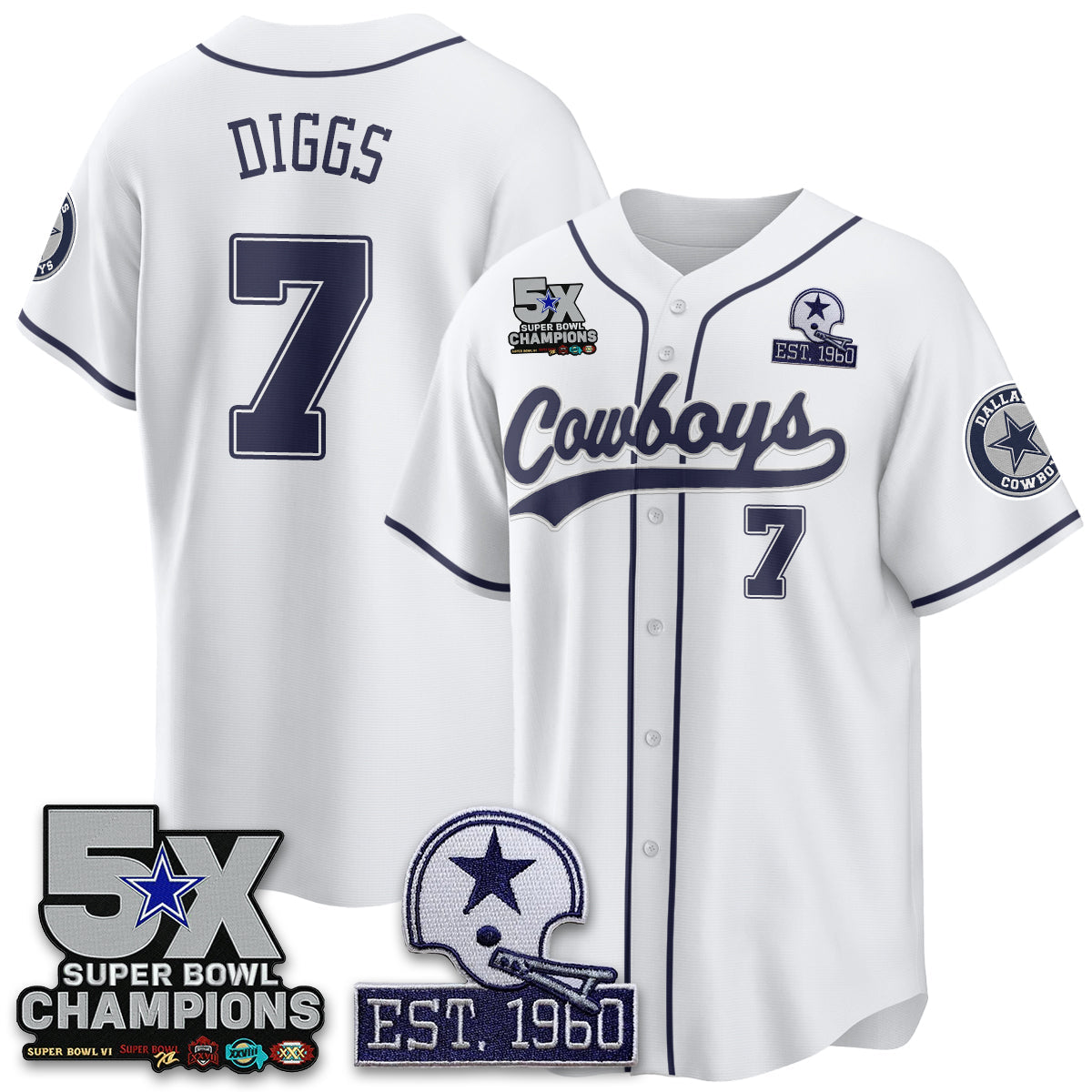 DAL 5-Time Champions Patch Limited Baseball Jersey - All Stitched