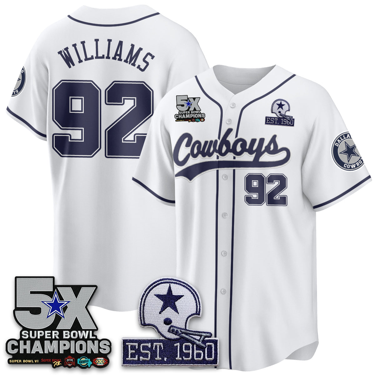 DAL 5-Time Champions Patch Limited Baseball Jersey - All Stitched