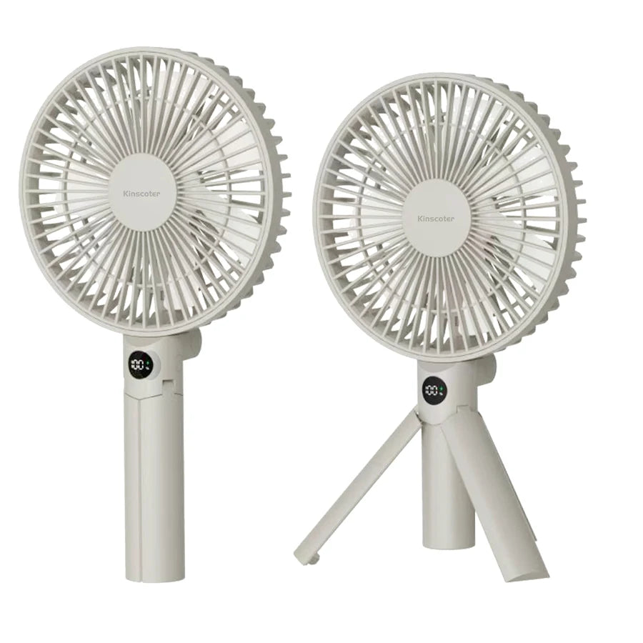 New Foldable Tripod Handheld Fan 3000mAh 4-Speed Rechargeable Fan LED Digital Display Portable Fan for Outdoor Travel Camping