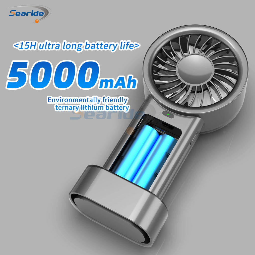 Solar Handheld Fan Small Dekstop Fan USB Light Rechargeable Portable Mini Air Cooling Hand Fan for Outdoor Camping Travel Hiking