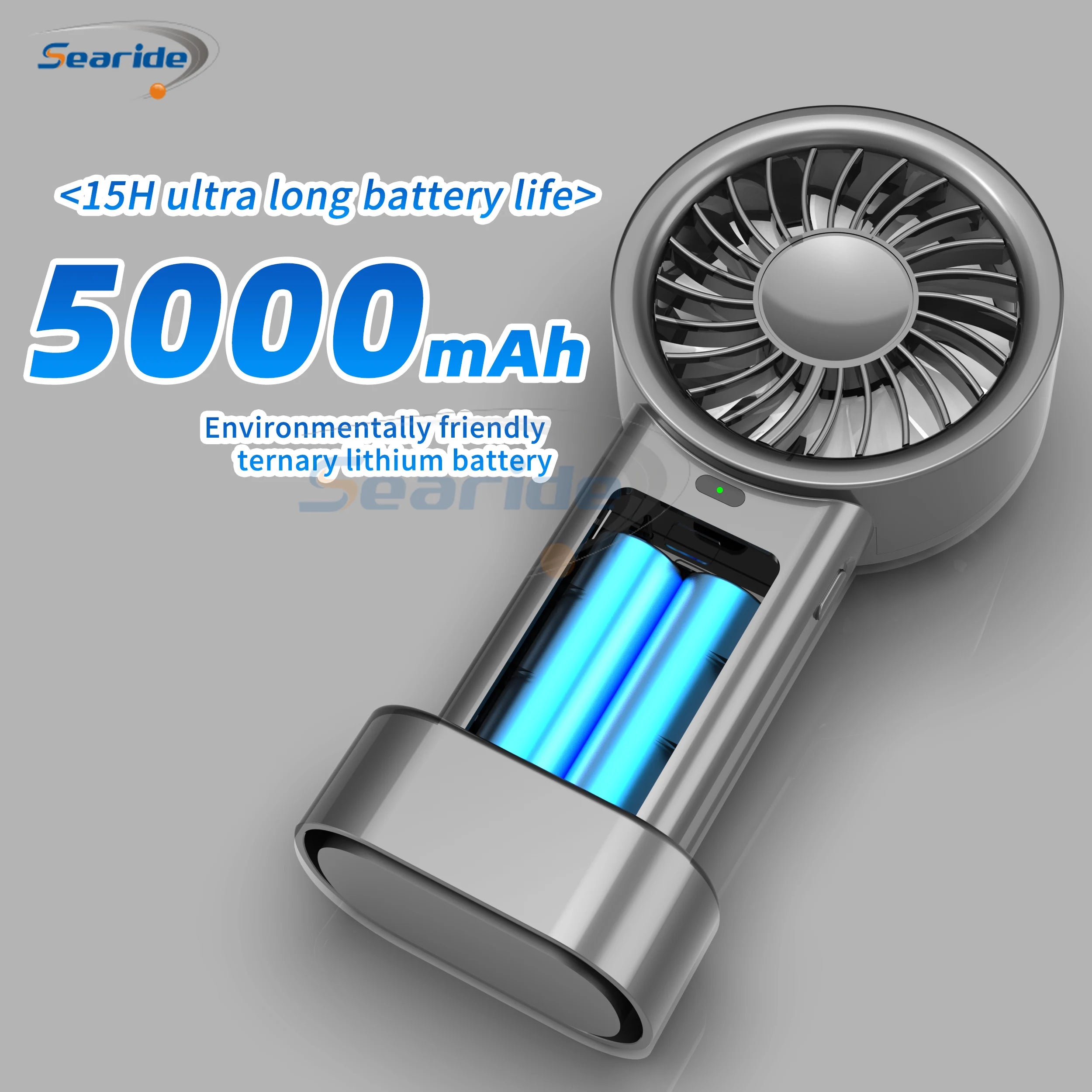 Solar Handheld Fan Small Dekstop Fan USB Light Rechargeable Portable Mini Air Cooling Hand Fan for Outdoor Camping Travel Hiking