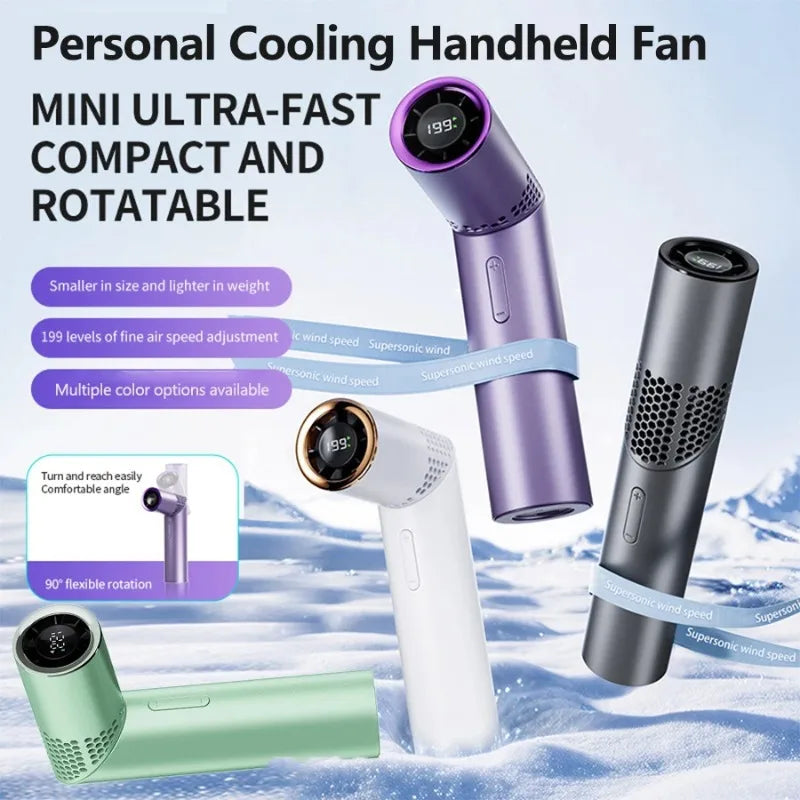 Lipstick Foldable Mini Fan,Brushless Motor 199 Speeds,USB Rechargeable Portable Handheld Neck Hanging Large Capacity Cooling Fan