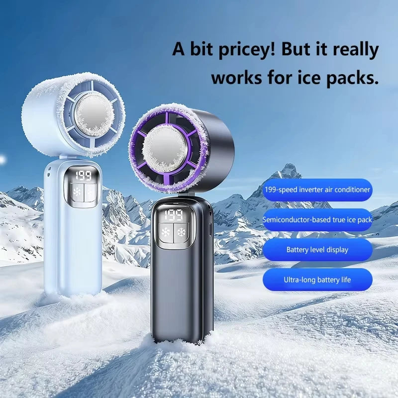 Lenovo 199 High Speed Turbo Jet Ice Cooler Fan USB Rechargeable Handheld Fan with Brushless Motor for Outdoor Office Travel