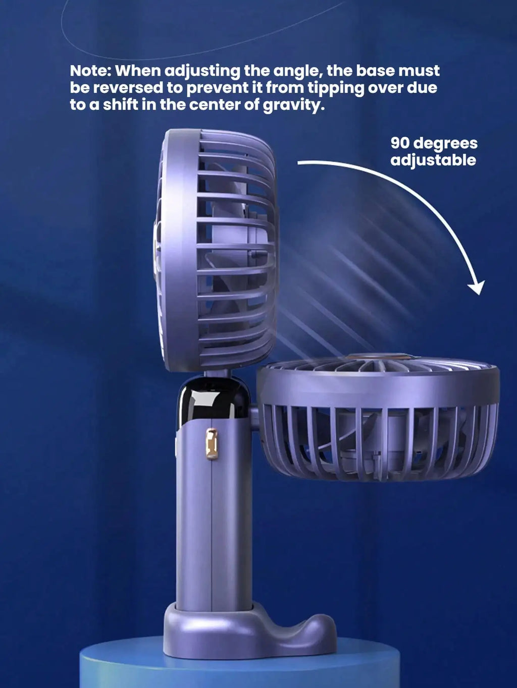 1pc Mini Handheld Electric Fan, USB Rechargeable Portable Fan, 5 Wind Speeds, Digital Display, Neck Strap, Foldable Desk Fan With Stand, Suitable For Office, Dorm, Outdoor, Travel, 800mAh