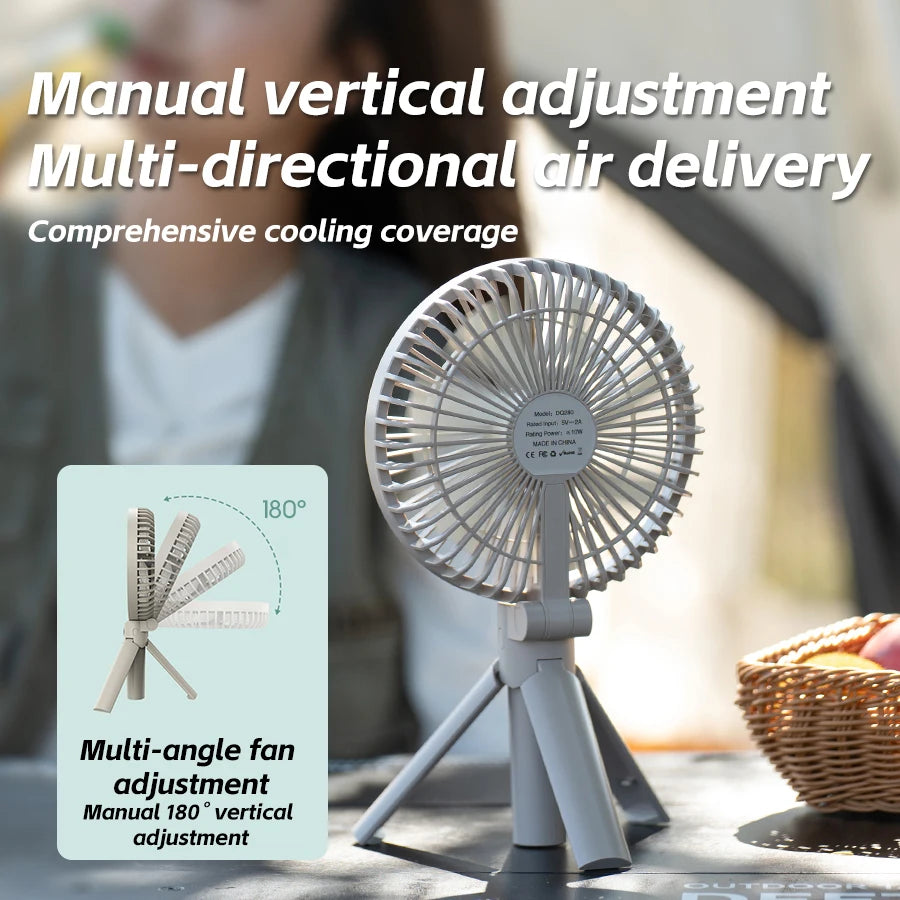 New Foldable Tripod Handheld Fan 3000mAh 4-Speed Rechargeable Fan LED Digital Display Portable Fan for Outdoor Travel Camping