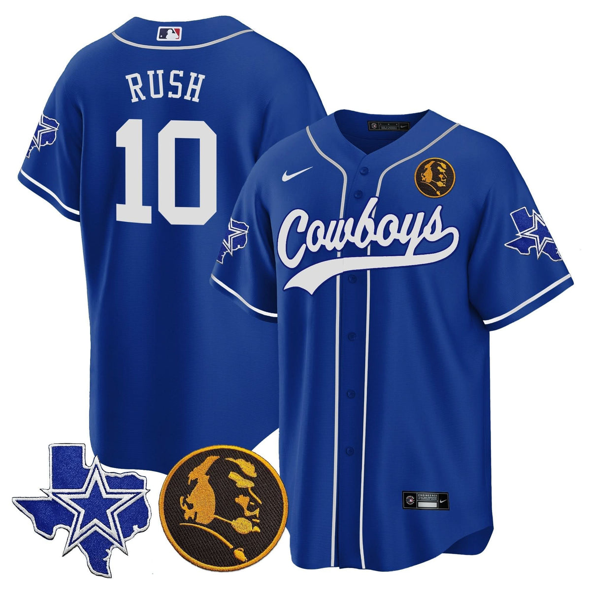 DAL Texas & John Madden Patch Baseball Jersey