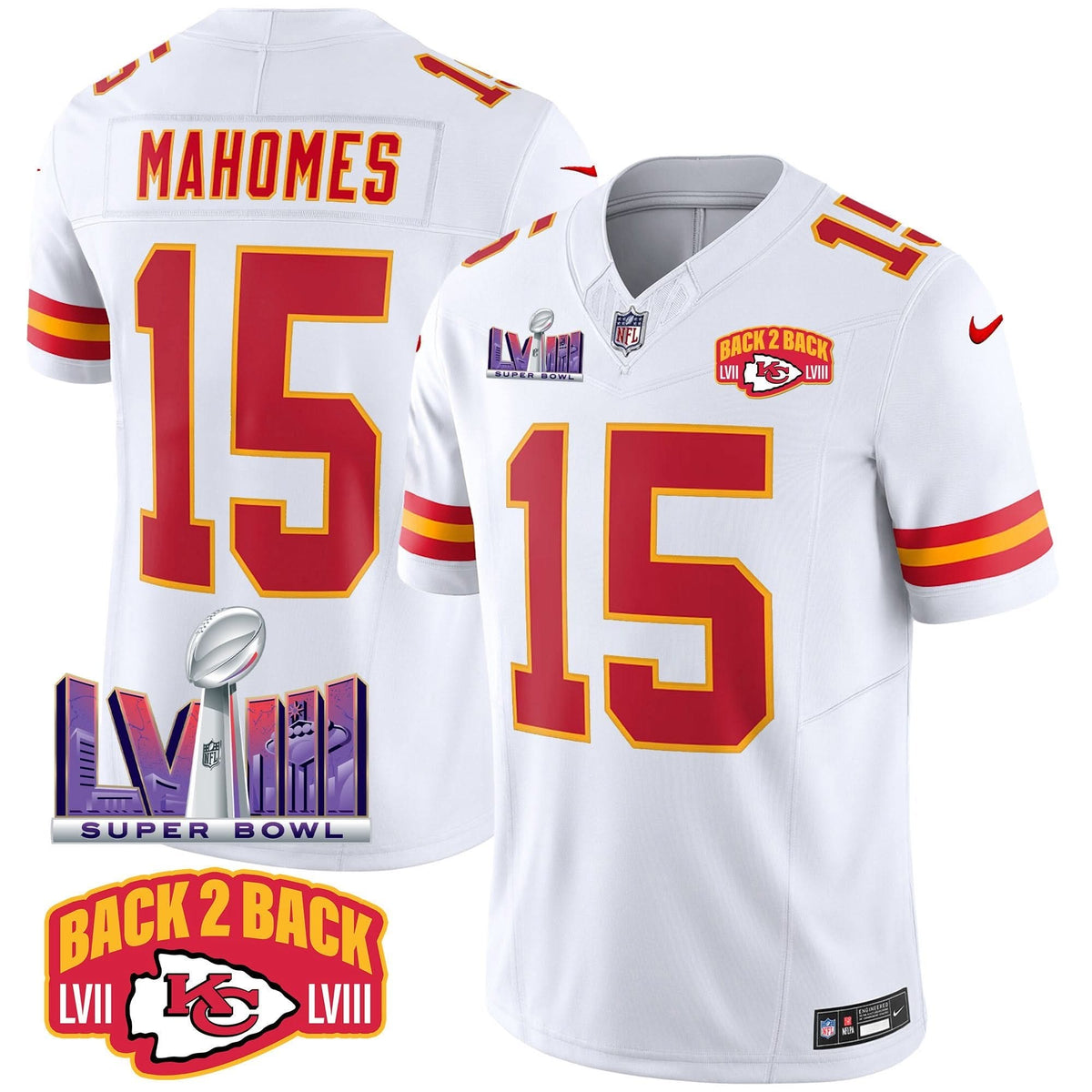 KC Super Bowl LVIII & Back 2 Back Patch Vapor Jersey