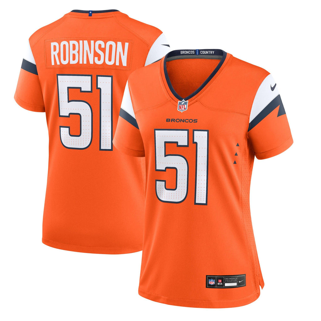 Women's Denver Broncos Que Robinson Nike Orange Team Game Jersey