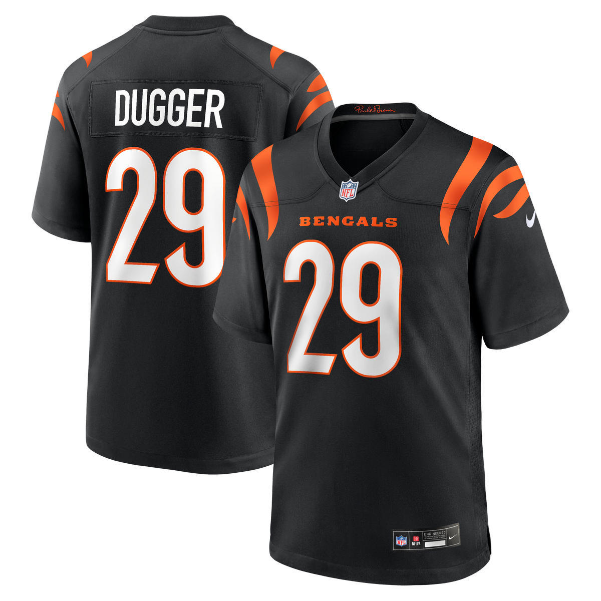 Men's Cincinnati Bengals Kyle Dugger Nike Black Team Game Jersey